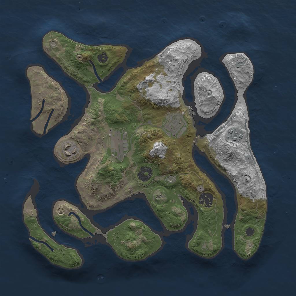 Rust Map: Procedural Map, Size: 3000, Seed: 1215395938, 8 Monuments