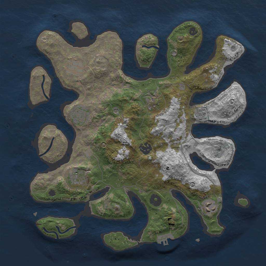 Rust Map: Procedural Map, Size: 3400, Seed: 38, 11 Monuments