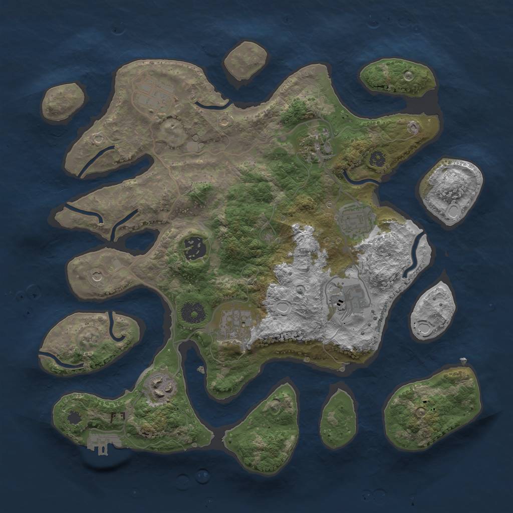 Rust Map: Procedural Map, Size: 3300, Seed: 1263750138, 17 Monuments