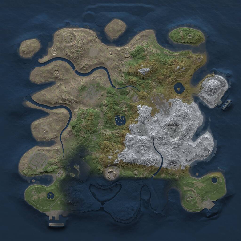 Rust Map: Procedural Map, Size: 3300, Seed: 1263750138, 13 Monuments