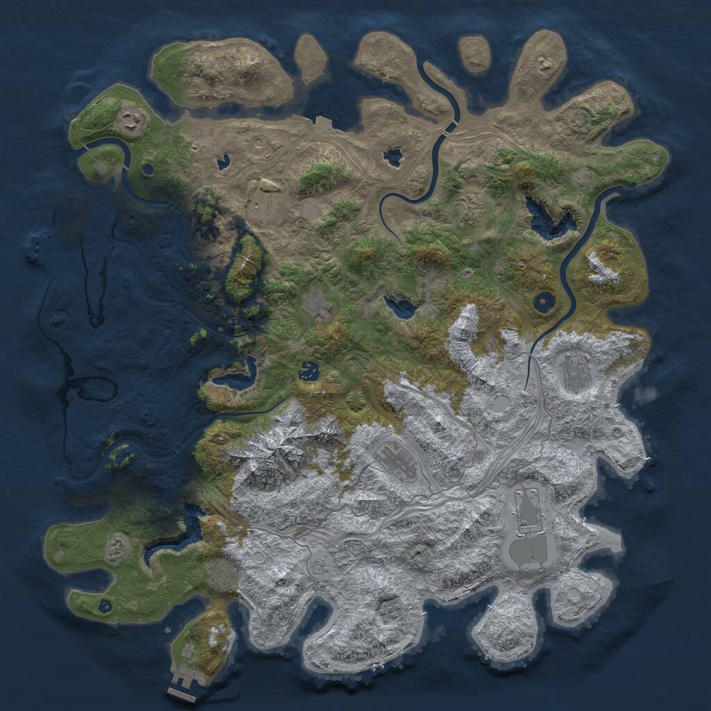 Rust Map: Procedural Map, Size: 5000, Seed: 284, 16 Monuments