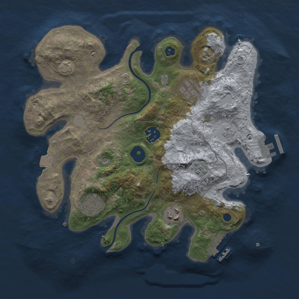 Rust Map: Procedural Map, Size: 3000, Seed: 2434267, 11 Monuments