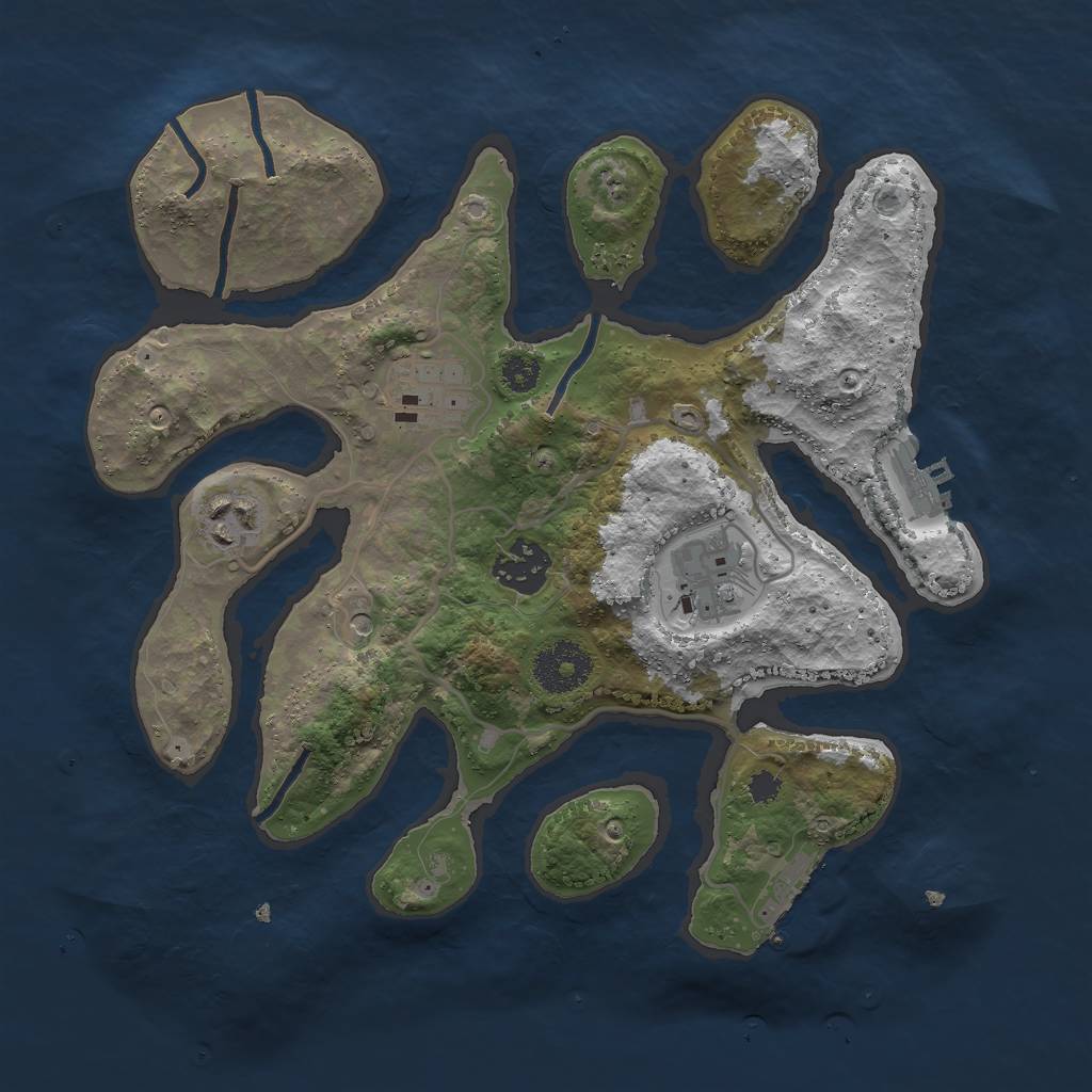 Rust Map: Procedural Map, Size: 3000, Seed: 2434267, 9 Monuments