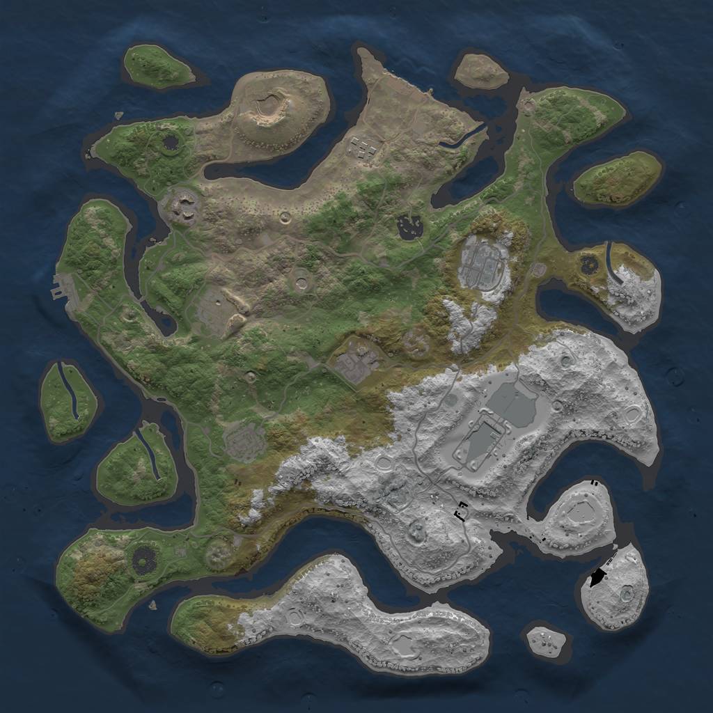 Rust Map: Procedural Map, Size: 4000, Seed: 490394513, 20 Monuments