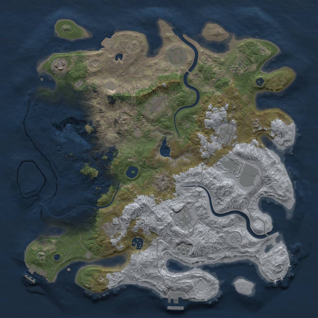 Rust Map: Procedural Map, Size: 4000, Seed: 490394513, 16 Monuments