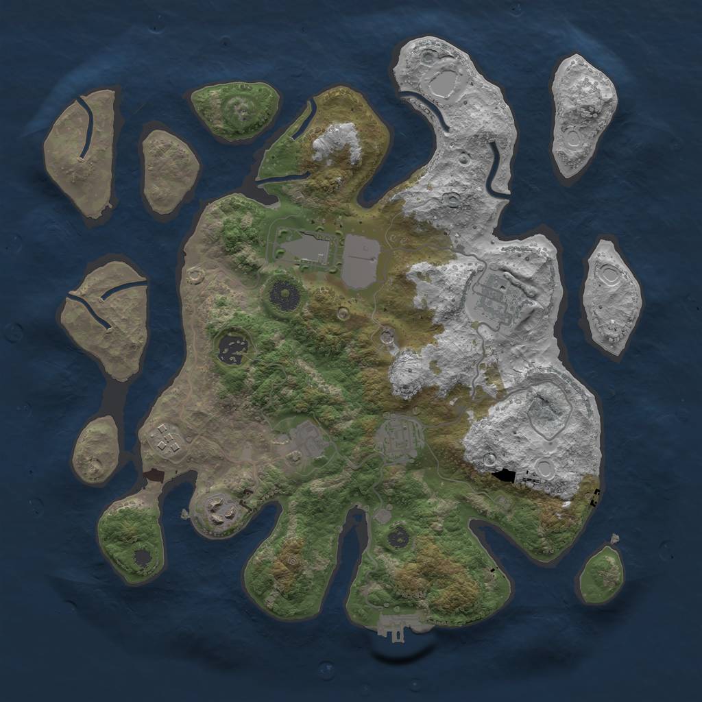 Rust Map: Procedural Map, Size: 3500, Seed: 181931, 14 Monuments