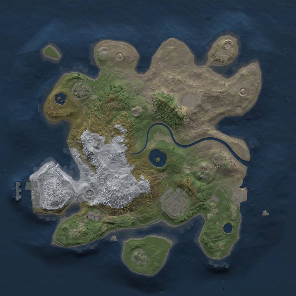 Rust Map: Procedural Map, Size: 2500, Seed: 990495112, 5 Monuments