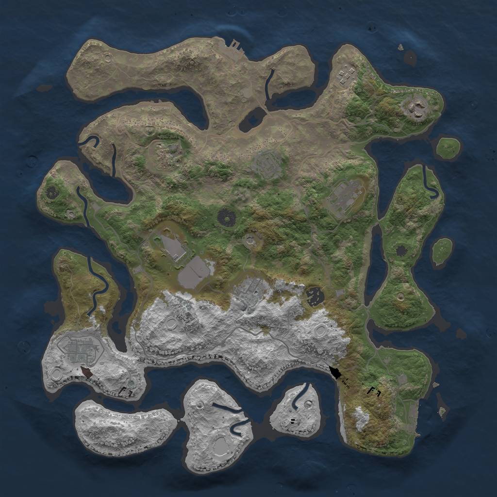 Rust Map: Procedural Map, Size: 4000, Seed: 1322593571, 17 Monuments