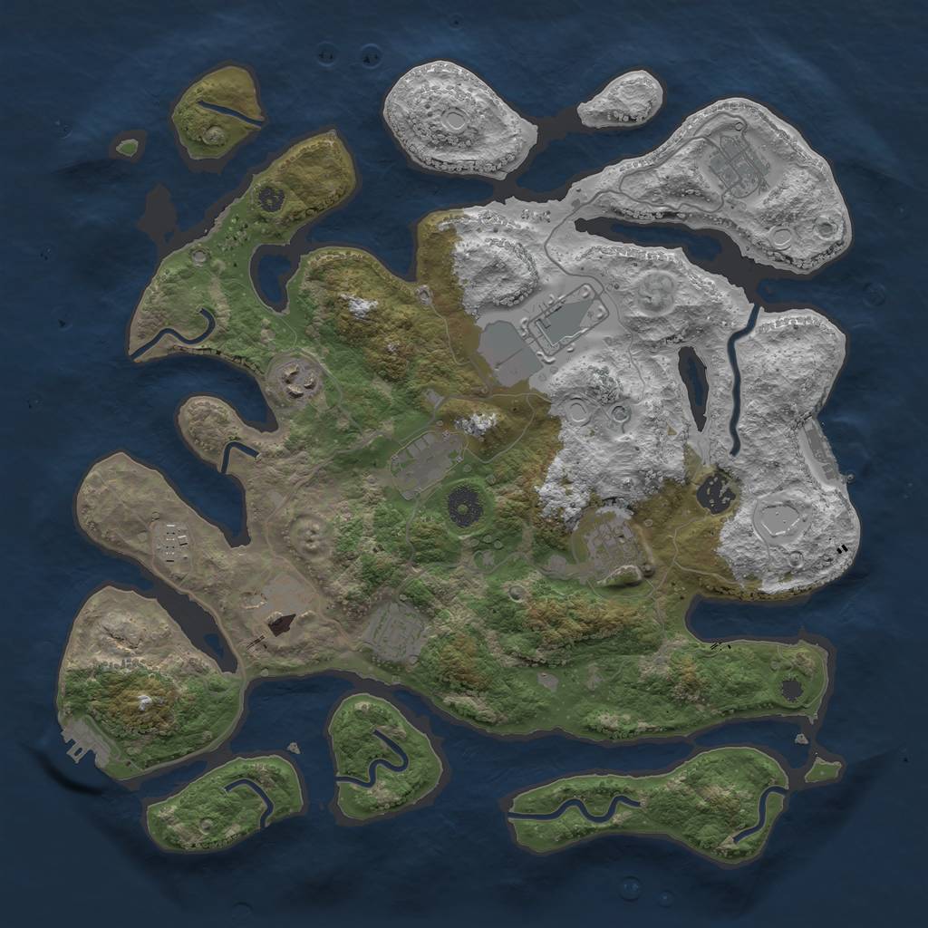 Rust Map: Procedural Map, Size: 3750, Seed: 921633795, 17 Monuments