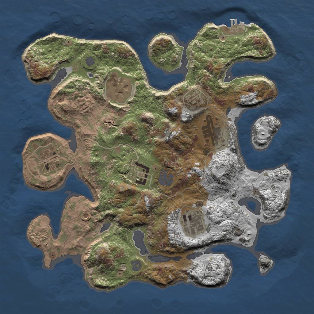 Rust Map: Procedural Map, Size: 3000, Seed: 14521, 12 Monuments