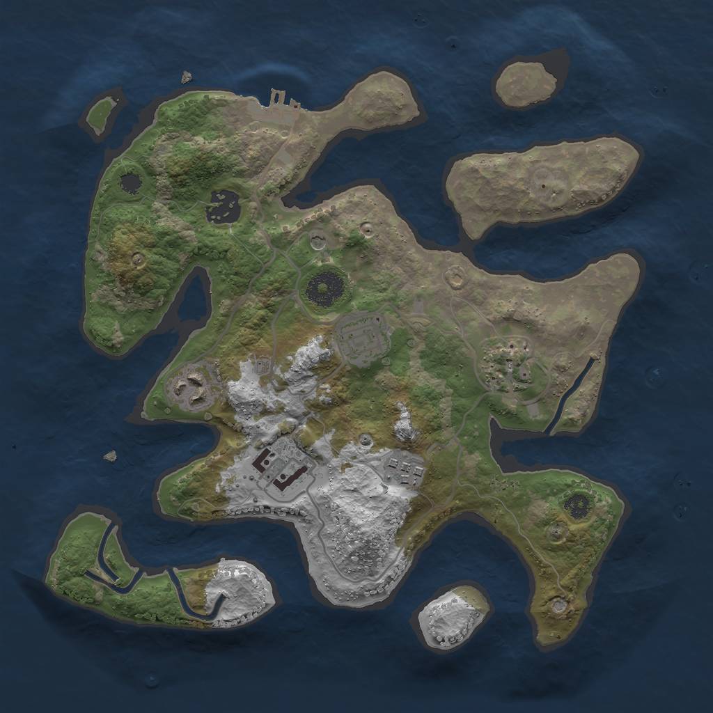 Rust Map: Procedural Map, Size: 3000, Seed: 6024972, 10 Monuments