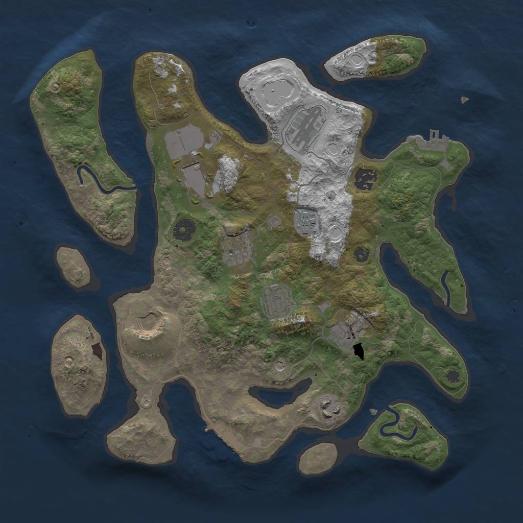 Rust Map: Procedural Map, Size: 3500, Seed: 147948291, 17 Monuments