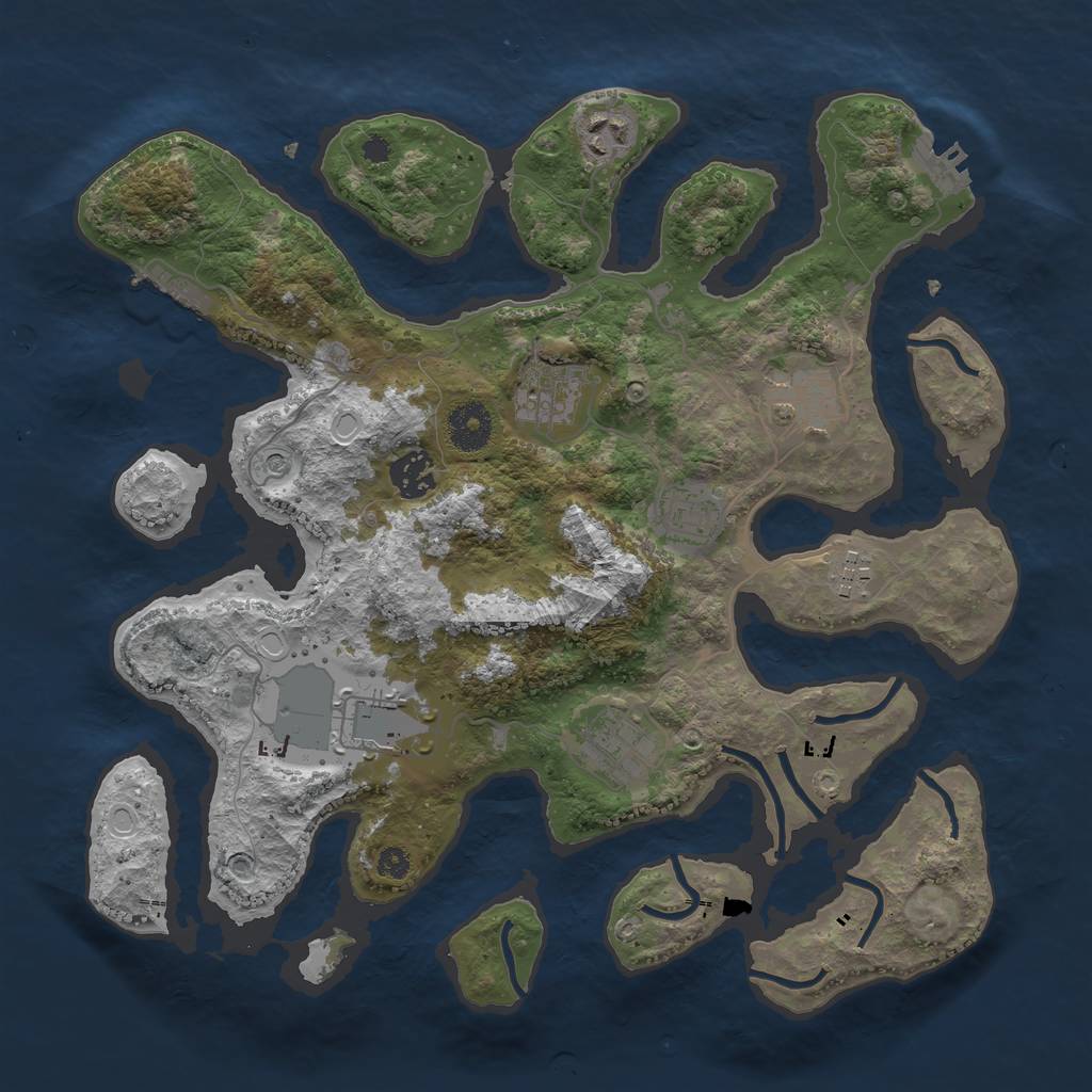 Rust Map: Procedural Map, Size: 3500, Seed: 25848741, 16 Monuments