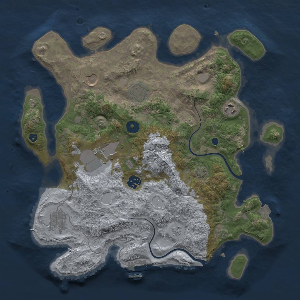 Rust Map: Procedural Map, Size: 3500, Seed: 96854, 10 Monuments