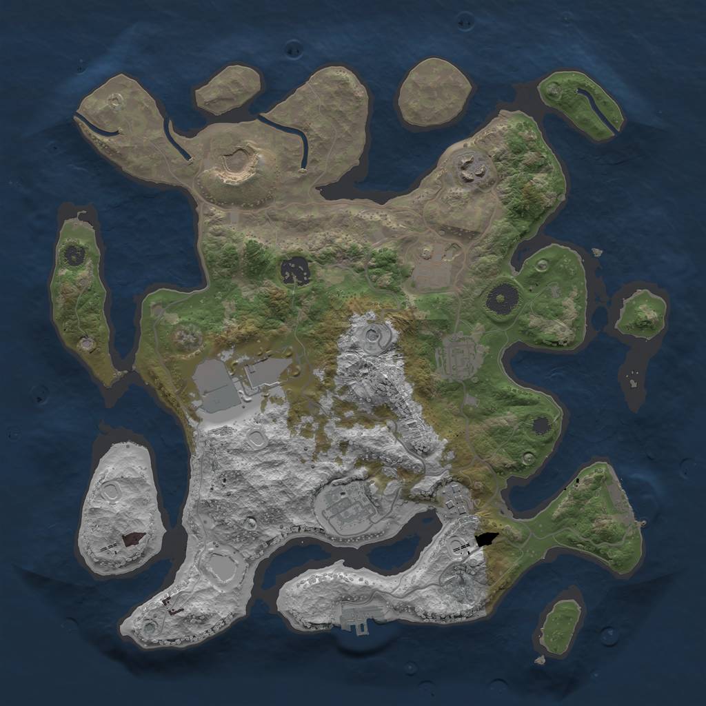 Rust Map: Procedural Map, Size: 3500, Seed: 96854, 16 Monuments