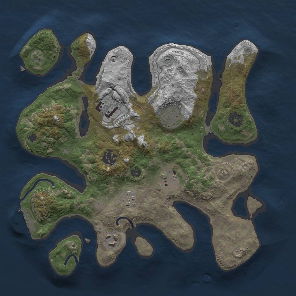 Rust Map: Procedural Map, Size: 3000, Seed: 234592546, 10 Monuments