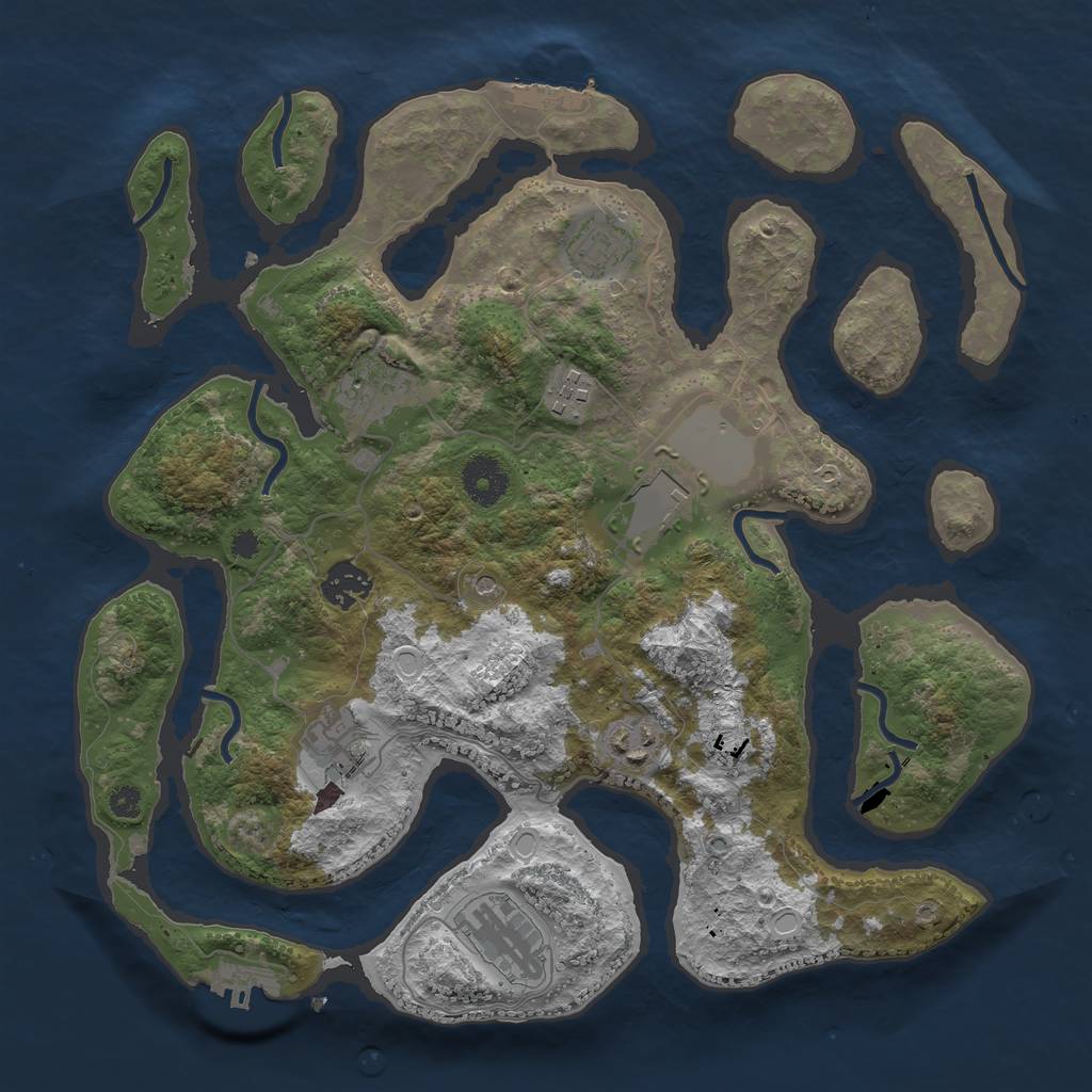 Rust Map: Procedural Map, Size: 3500, Seed: 28722, 16 Monuments