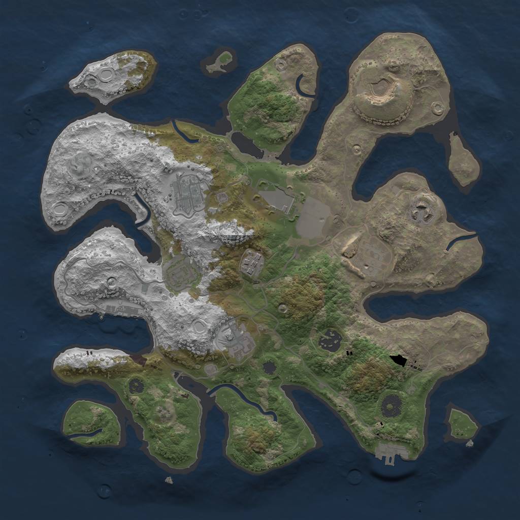 Rust Map: Procedural Map, Size: 3500, Seed: 1861779221, 19 Monuments