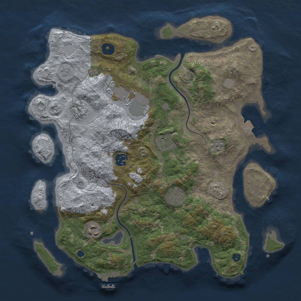 Rust Map: Procedural Map, Size: 3600, Seed: 878397, 12 Monuments