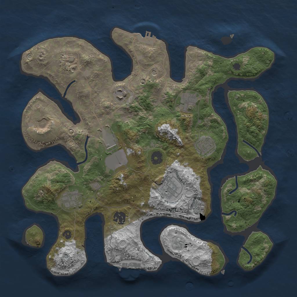 Rust Map: Procedural Map, Size: 3500, Seed: 891896165, 18 Monuments