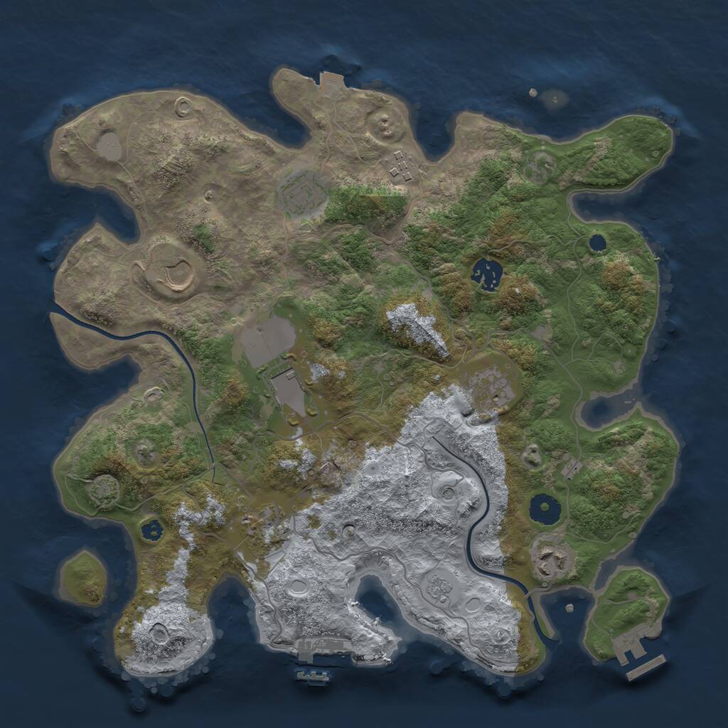 Rust Map: Procedural Map, Size: 3500, Seed: 891896165, 14 Monuments
