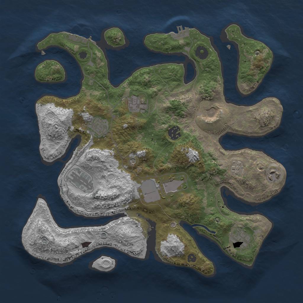 Rust Map: Procedural Map, Size: 3500, Seed: 2801588, 17 Monuments