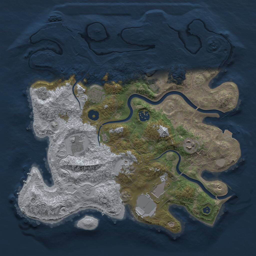 Rust Map: Procedural Map, Size: 3500, Seed: 2801588, 13 Monuments