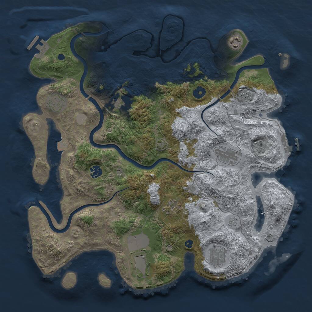 Rust Map: Procedural Map, Size: 3800, Seed: 19774195, 15 Monuments