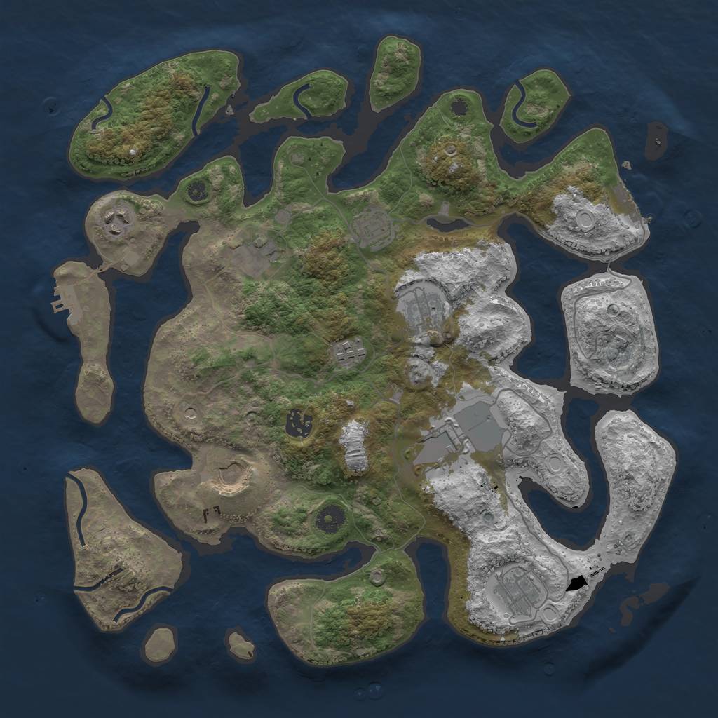 Rust Map: Procedural Map, Size: 3800, Seed: 19774195, 17 Monuments