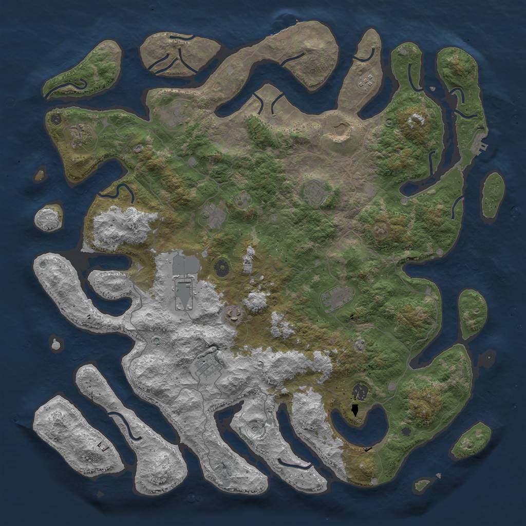 Rust Map: Procedural Map, Size: 5000, Seed: 888845, 16 Monuments