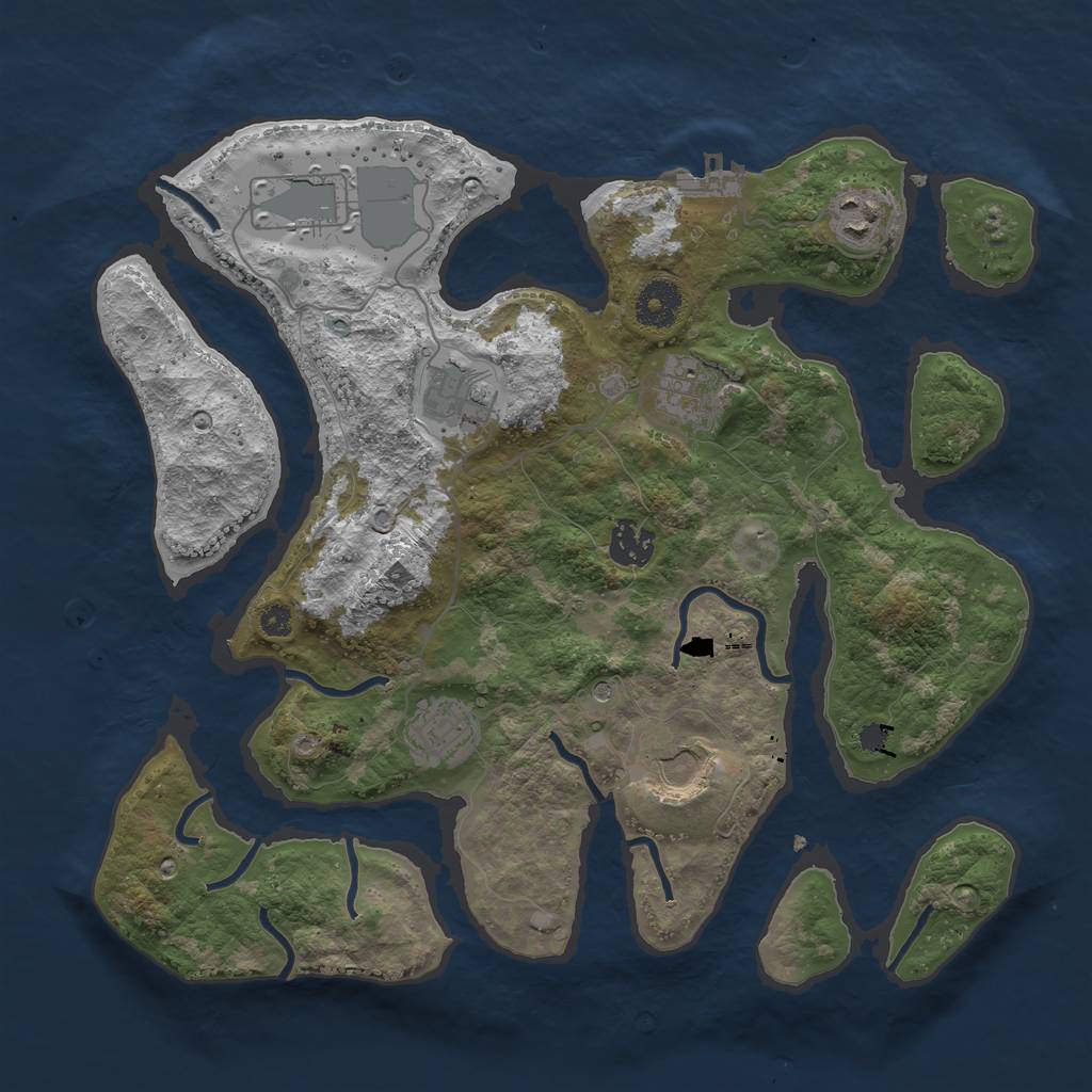 Rust Map: Procedural Map, Size: 3500, Seed: 855587131, 11 Monuments