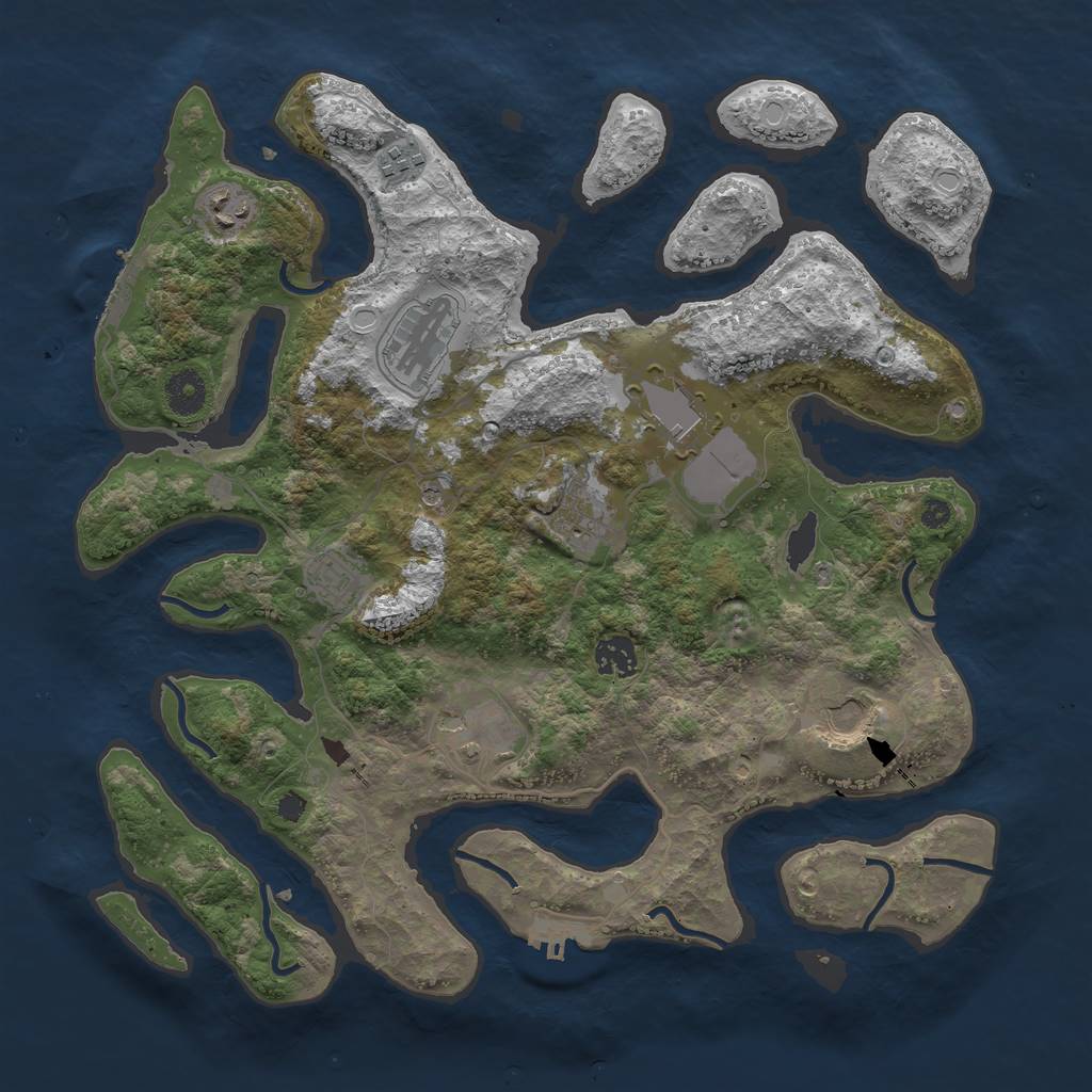 Rust Map: Procedural Map, Size: 3800, Seed: 56468585, 17 Monuments