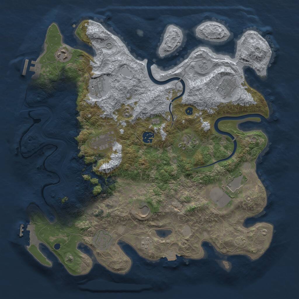 Rust Map: Procedural Map, Size: 3800, Seed: 56468585, 16 Monuments