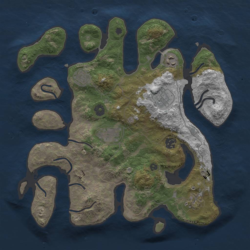 Rust Map: Procedural Map, Size: 3350, Seed: 15123, 8 Monuments