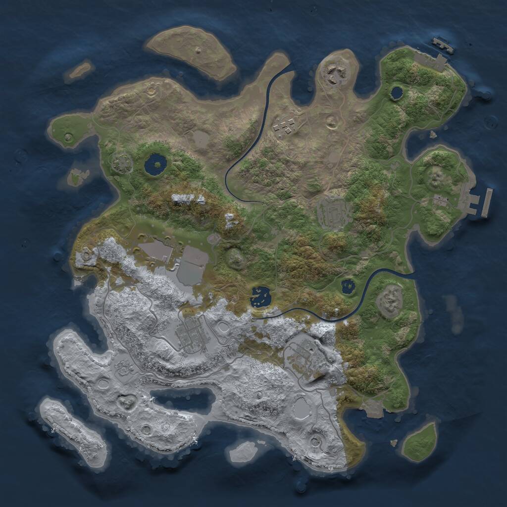 Rust Map: Procedural Map, Size: 3500, Seed: 1611438017, 13 Monuments