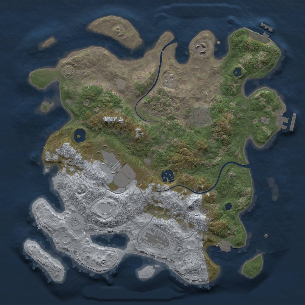 Rust Map: Procedural Map, Size: 3500, Seed: 1611438017, 12 Monuments