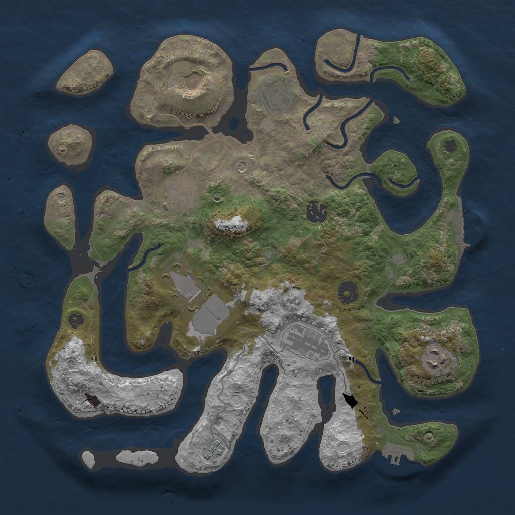 Rust Map: Procedural Map, Size: 3500, Seed: 4580316, 19 Monuments