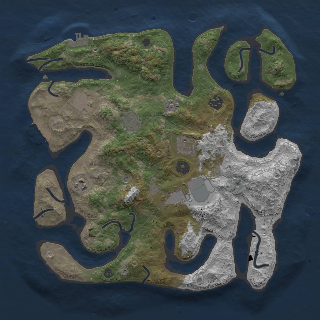 Rust Map: Procedural Map, Size: 3500, Seed: 1189571427, 12 Monuments