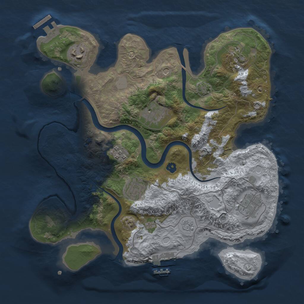 Rust Map: Procedural Map, Size: 3000, Seed: 3254236, 12 Monuments