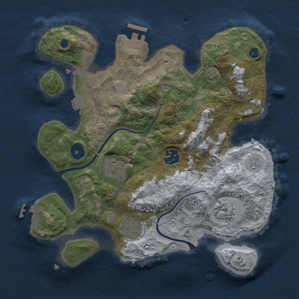 Rust Map: Procedural Map, Size: 3000, Seed: 3254236, 10 Monuments