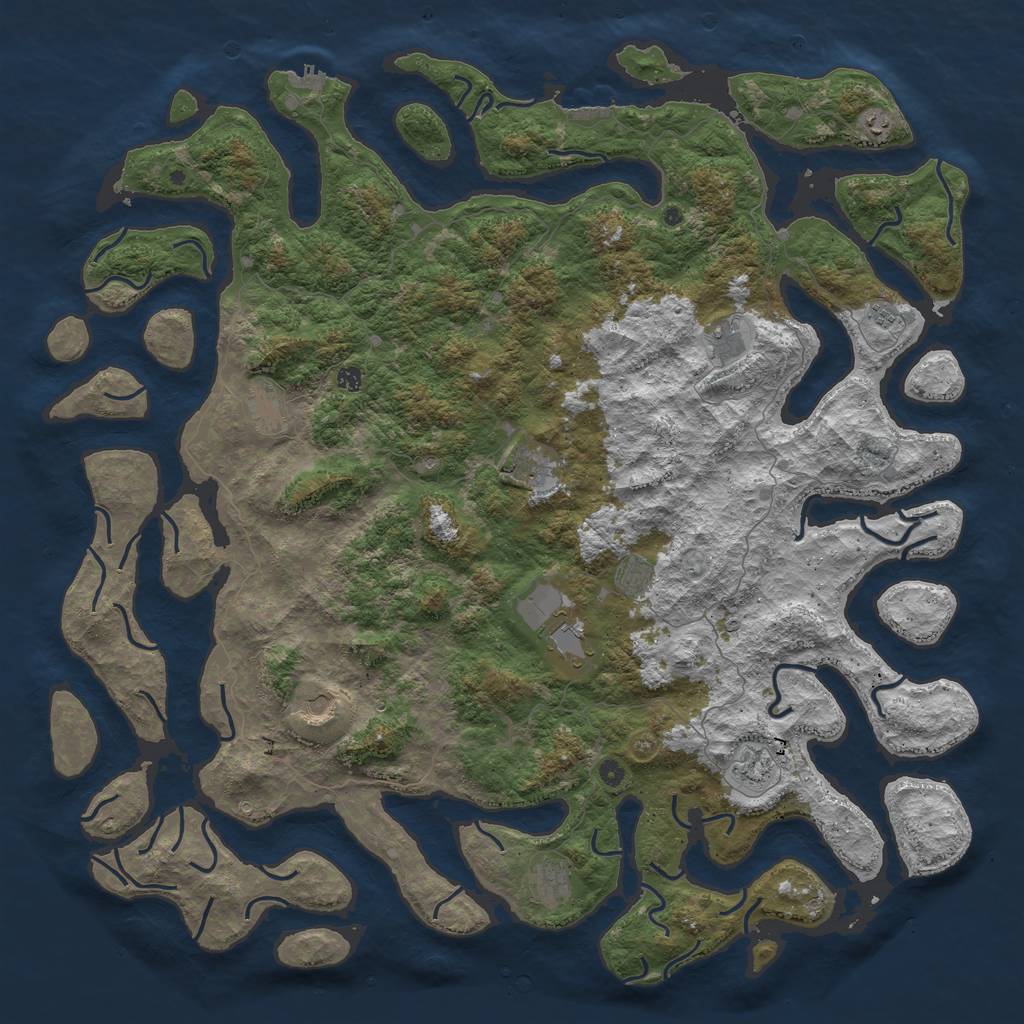 Rust Map: Procedural Map, Size: 6000, Seed: 53412, 16 Monuments