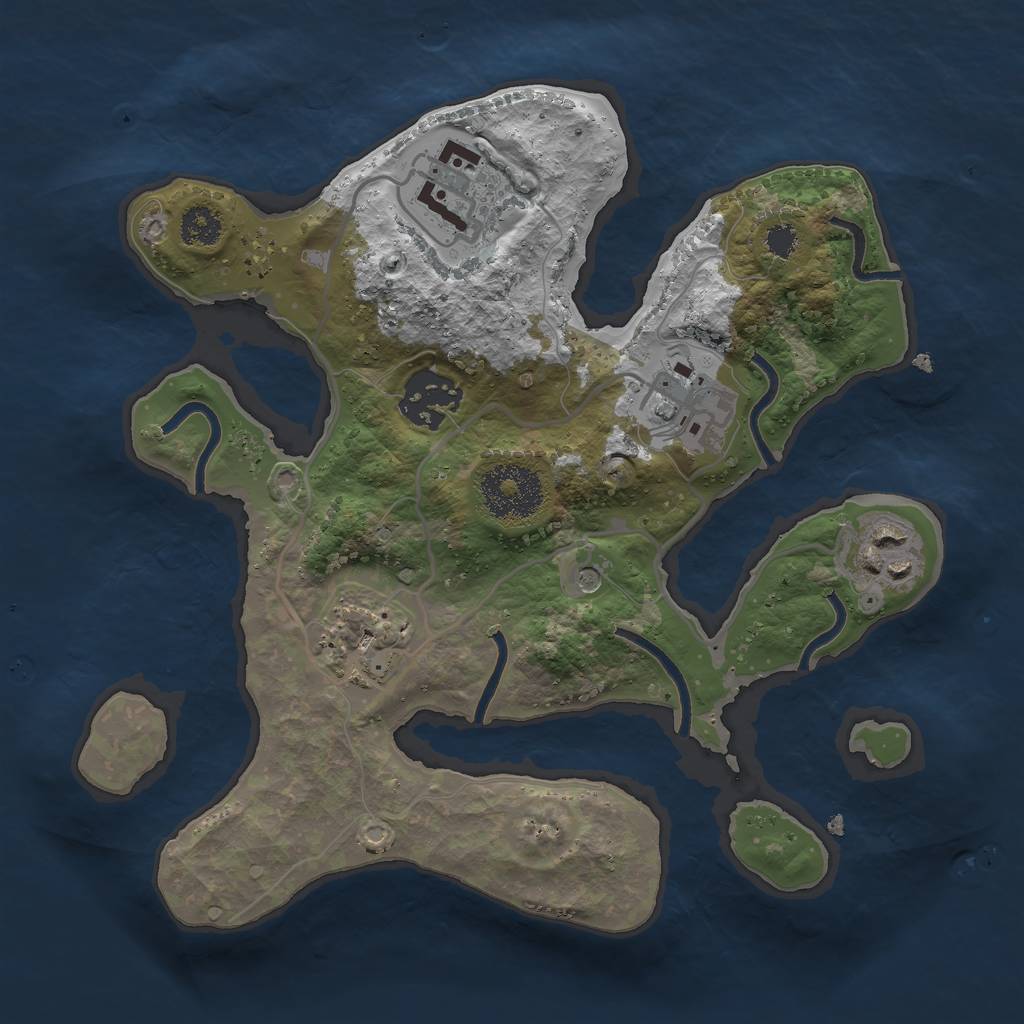 Rust Map: Procedural Map, Size: 2600, Seed: 5232554, 8 Monuments