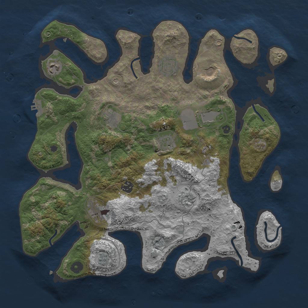 Rust Map: Procedural Map, Size: 3900, Seed: 34637, 14 Monuments