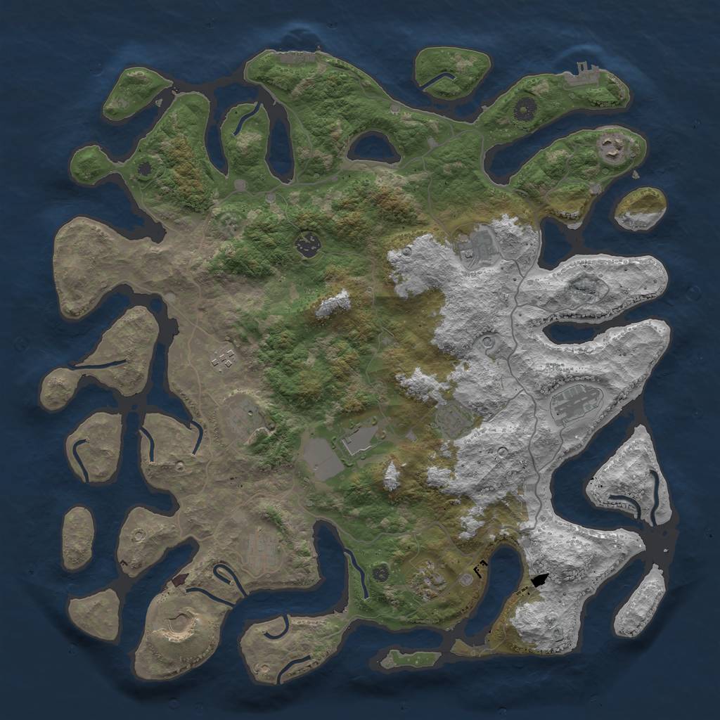 Rust Map: Procedural Map, Size: 4500, Seed: 984651351, 16 Monuments