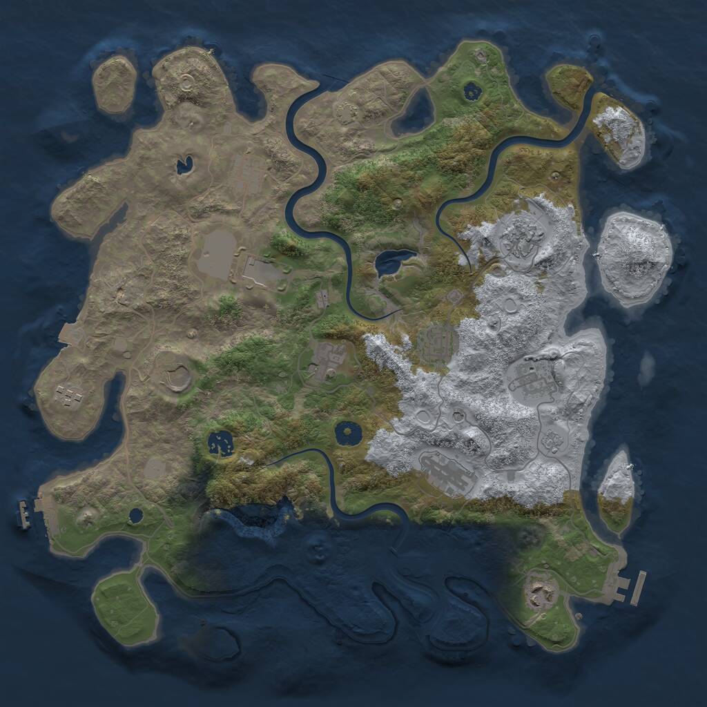 Rust Map: Procedural Map, Size: 4000, Seed: 87613213, 17 Monuments