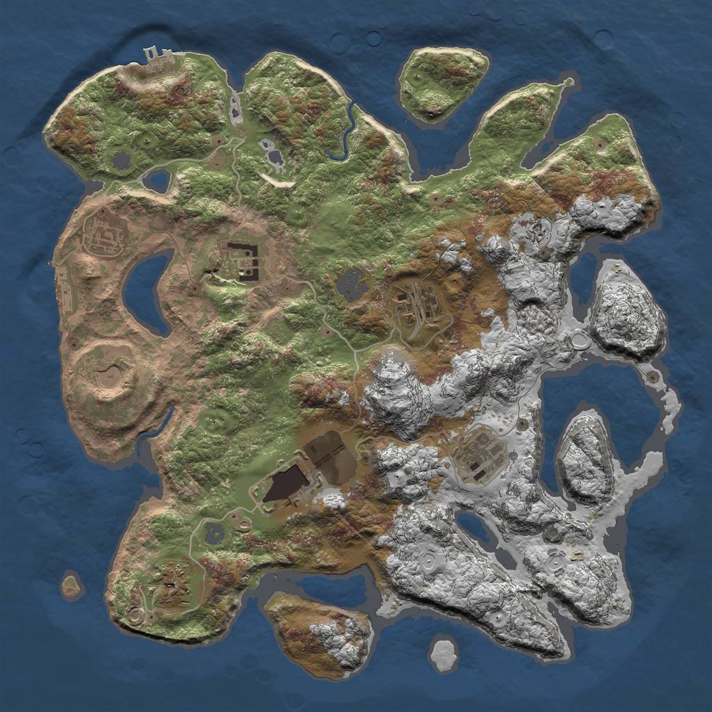 Rust Map: Procedural Map, Size: 3500, Seed: 91790585, 14 Monuments