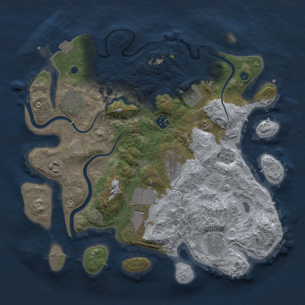 Rust Map: Procedural Map, Size: 3500, Seed: 91790585, 12 Monuments