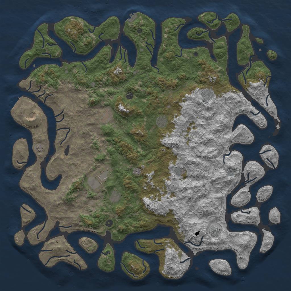 Rust Map: Procedural Map, Size: 6000, Seed: 5600, 16 Monuments