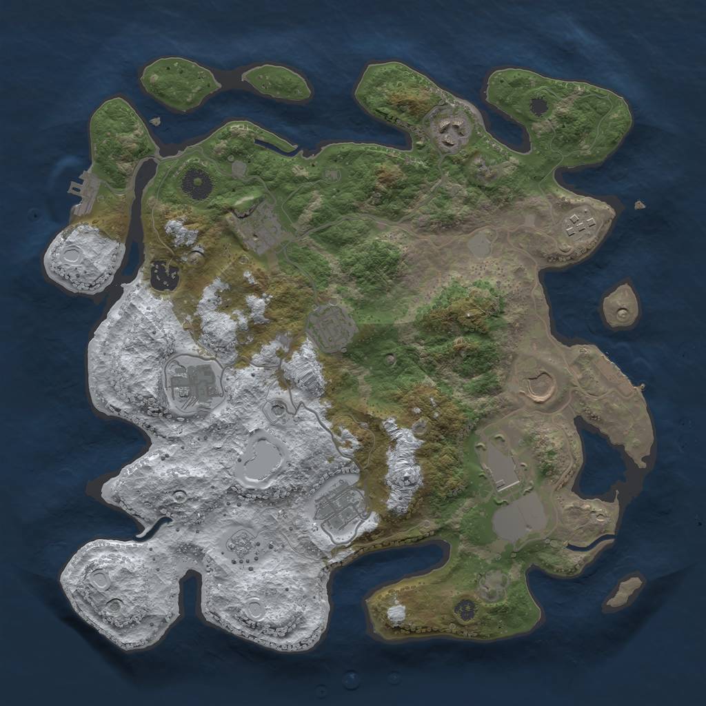 Rust Map: Procedural Map, Size: 3500, Seed: 977025, 18 Monuments