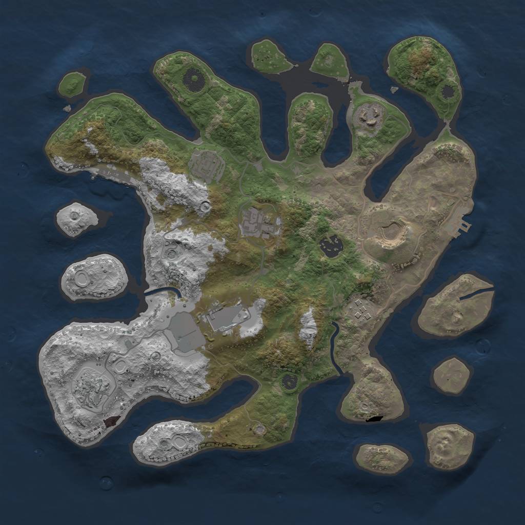 Rust Map: Procedural Map, Size: 3500, Seed: 110712518, 16 Monuments